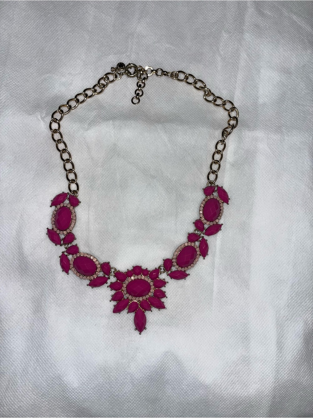 J. Crew Hot Pink Gemstone Floral Necklace